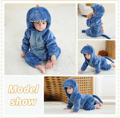 Miniatura 5 de MICHLEY - Overol unisex para bebé, mameluco estilo animal, con capucha, de franela, cosplay, para invierno u otoño