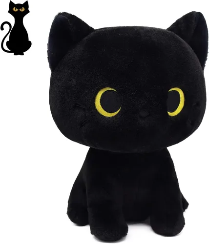 Juguetes de peluche de gato negro LSYDCARM | 8inch Cat Stuffed Animals for Girls, Kawaii Cat Plushie Soft Cuddle Plushies Pillow, Birthday Gift for