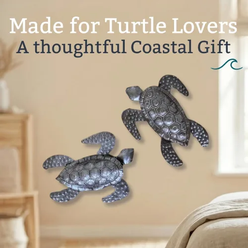 Miniatura 8 de It's Cactus Tortugas marinas, arte metálico de playa, juego de 2, figuras náuticas para colgar en la pared, decoración del hogar, animales marinos