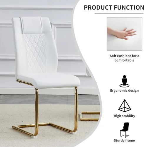 Miniatura 6 de gopop Juego de 6 sillas de comedor, sillas de comedor modernas con patas de metal electrochapado, sillas de cocina para sala de estar, sillas Pierna