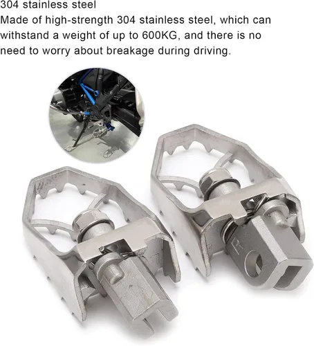 Miniatura 3 de Estriberas para motocicleta, pedal de pie de motocicleta de acero inoxidable 304, clavijas anchas de repuesto para 1000 X300 2007-2021 (2 unidades)