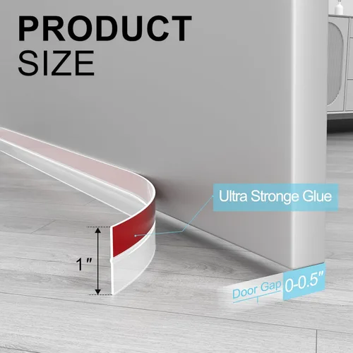 Miniatura 2 de Elvone Tira de sellado resistente de 20 pies x 1 pulgada, tira de sellado de silicona para puerta y para evitar corrientes en puertas de casa