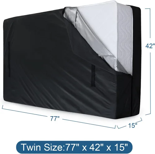 Miniatura 4 de Bolsas para colchones para mudanza y almacenamiento tamaño Twin, protector de colchón impermeable, funda de colchón con asas de servicio pesado