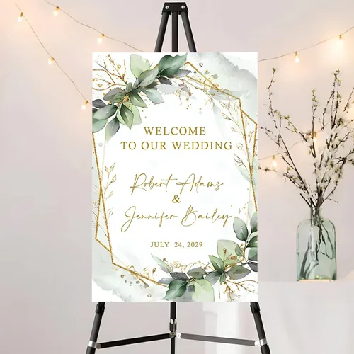 Miniatura 4 de Letrero personalizado de bienvenida de eucalipto a nuestra boda, letreros de bienvenida de boda con soporte, letrero de boda al aire libre, soportes
