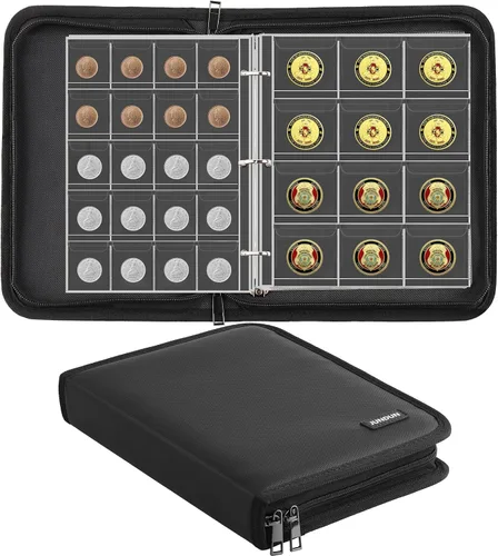 Álbum para colección de monedas para coleccionistas, 260 fundas, álbum de colección de monedas ignífugo, caja de almacenamiento para álbum de