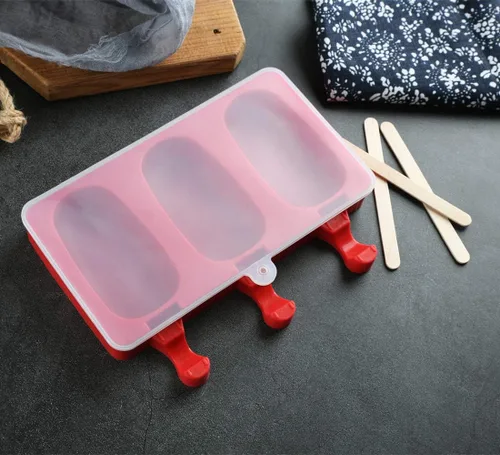 Miniatura 3 de Moldes de silicona para paletas de 3 cavidades con tapa, sin BPA, molde de barra de helado casero, moldes para paletas de hielo, moldes de silicona