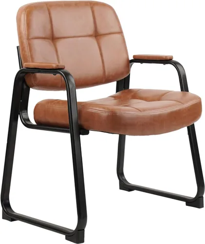 Miniatura 22 de CLATINA Big & Tall - Silla de invitados para sala de espera de 500 libras, silla de recepción de oficina de cuero sin ruedas con brazos acolchados