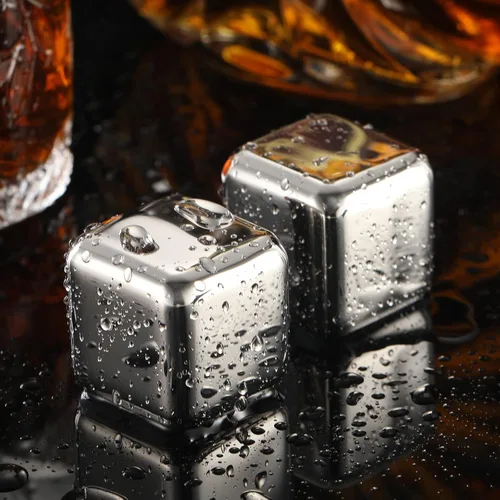 Miniatura 4 de Juego de 2 piedras de whisky grandes de 64 cm³ (4 cu in) – Juego de regalo para hombre – Cubos de esferas de hielo de metal reutilizables de acero