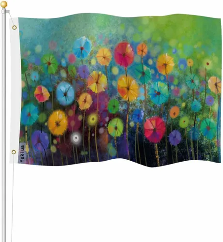 Miniatura 29 de Yekiua Bandera de conejo de Pascua, huevos de 3 x 5 en hierba verde con margaritas, flores resistentes a la decoloración UV, color vivo, cabecera