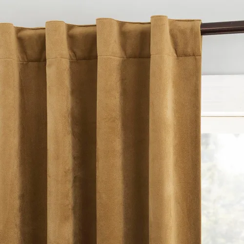 Miniatura 3 de Sun Zero Hampshire - Cortina térmica de terciopelo con reducción de ruido, pestañas traseras, 100% opacas, 50" x 84", dorado