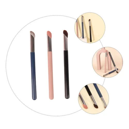 Miniatura 6 de Beaupretty 3 brochas correctoras para debajo de los ojos, mini cepillo de nariz plano en ángulo para ocultar la mezcla y pulir