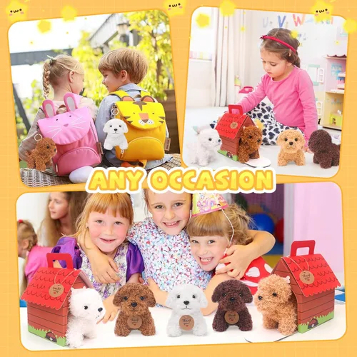 Miniatura 6 de HAPGFS 12 piezas de cachorros de peluche mini con llavero, adopta un perro de fiesta con bolsas de regalo, animales a granel con juguetes de regalo