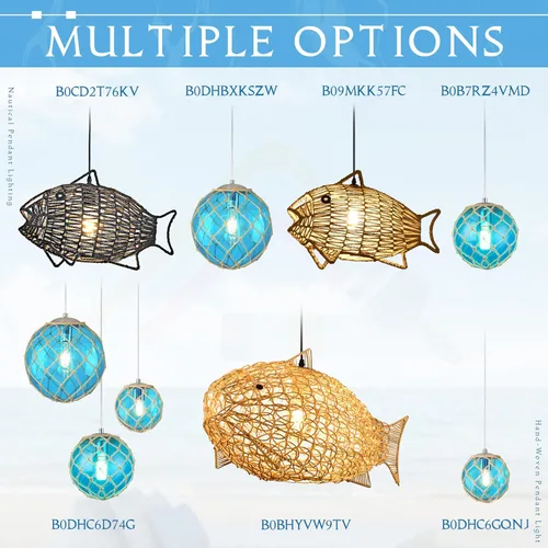 Miniatura 8 de Lámpara Colgante Azul Lámpara Colgante Costera Iluminación Colgante Náutica Iluminación de Casa de Playa Accesorios de Iluminación de Océano Lámpara