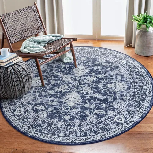 Miniatura 43 de KILOCOCO Alfombra lavable de 2 x 3 para entrada, estampado floral vintage, suave, antideslizante, azul, alfombras de cocina, tapete