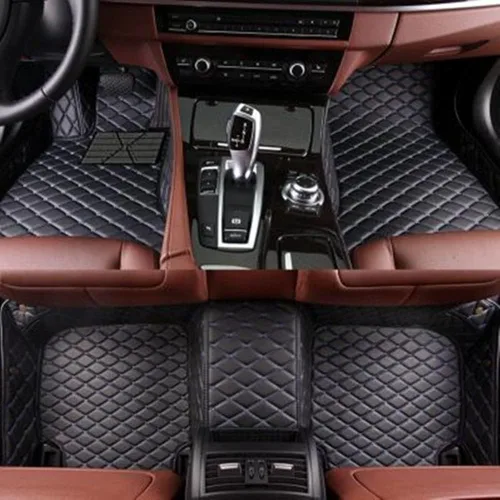 Miniatura 7 de Alfombrillas de automóvil para Mercedes-Benz G, GL, GLA, GLB, GLC, GLE, GLK, GLS, M, ML 2000-2023 forros de cuero antideslizantes (negro y beige)