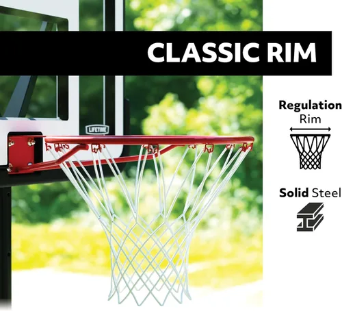 Miniatura 5 de Lifetime Aro de baloncesto portátil, altura ajustable de 7.5 a 10 pies, tablero trasero de 44 pulgadas a prueba de golpes Fusion, base con ruedas
