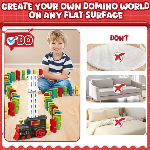 Miniatura 2 de Juego de Tren de Dominó para Niños - Tren de Dominó Automático para Colocar para Niños Pequeños de 3-4 años Juguetes Montessori para Niños de 3-4