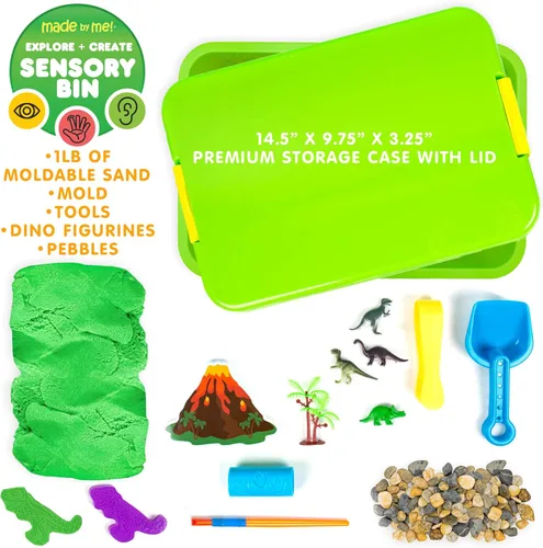 Miniatura 3 de Made By Me Explore + Create Dino Galaxy Sensory Bin, divertidos contenedores sensoriales para niños pequeños de 3+, juguetes sensoriales táctiles