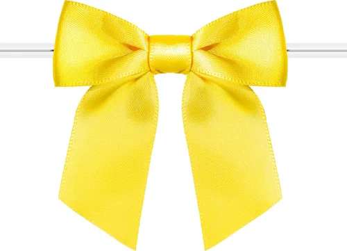 RainbowPana Paquete de 60 Lazos de Amarre Giratorio de Lujo, Lazos Prehechos de Cinta de Satén Amarilla de 3", Decoración de Manualidades Amarillo