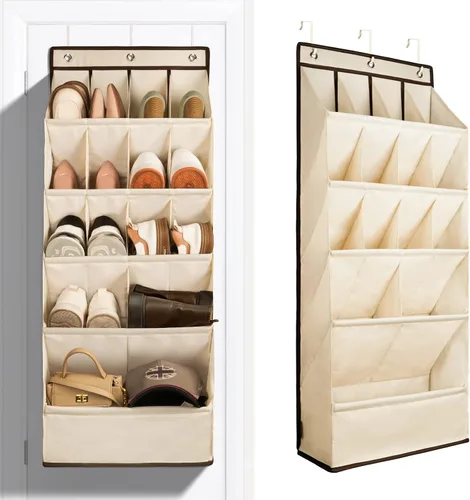 FENTEC 1 paquete de organizadores de zapatos para colgar sobre la puerta, organizador de zapatos colgante con bolsillo profundo grande para zapatos,