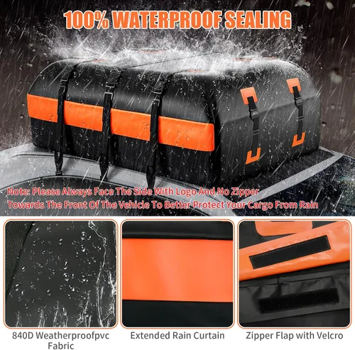 Miniatura 4 de Bolsa de carga impermeable de 21 pies cúbicos para techo de automóvil, resistente 840D, con alfombrilla antideslizante, bloqueo de equipaje, 6