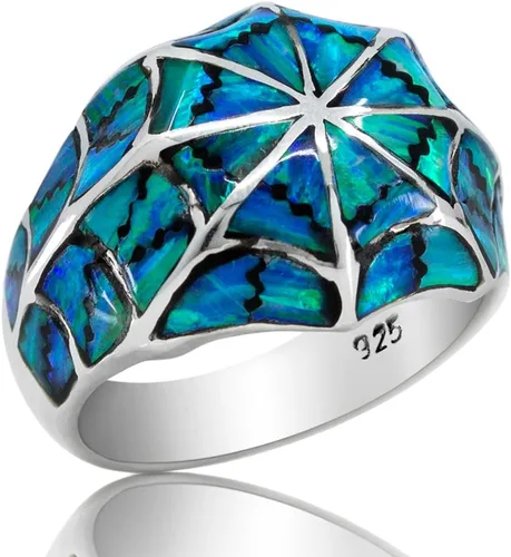 Miniatura 3 de Anillo de plata de ley 925 con ópalo azul para hombre, fabricado en Tailandia