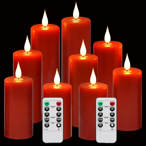 Miniatura 12 de Velas parpadeantes sin llama de 2.2 pulgadas de diámetro x 4 pulgadas de diámetro x 4 pulgadas de alto, 5, 6, 7, 8, 9 pulgadas, juego de 9 velas LED