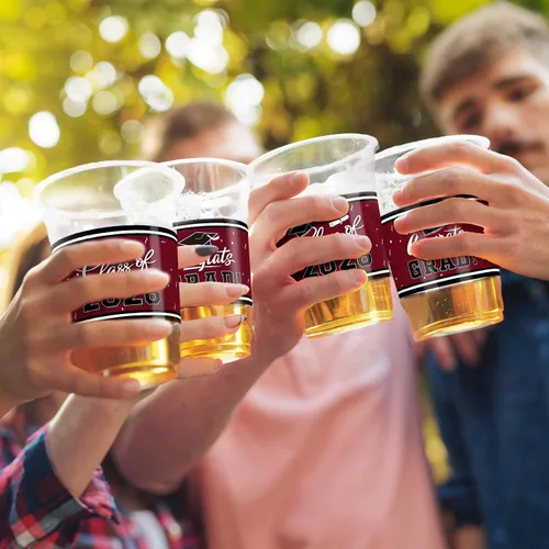 Miniatura 5 de Gatherfun Celebración de la clase de 2026 – 100 vasos de plástico de graduación granate de 16 onzas para vasos resistentes y duraderos para fiestas