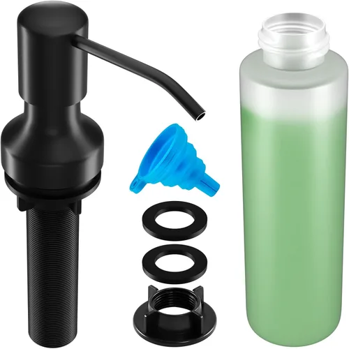 Dispensador de jabón para fregadero de cocina, dispensador de jabón para fregadero de cocina con botella de 17 oz, recarga desde la parte superior,