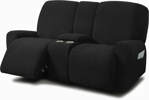 Miniatura 8 de ULTICOR - Juego de 8 fundas para sofá reclinable de jacquard, fundas para sofá reclinable elásticas para 3 cojines, gruesas, suaves, lavables Gris