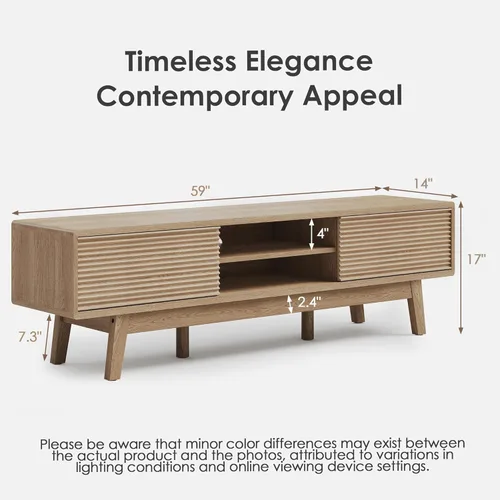 Miniatura 2 de TOLEAD Consola de TV de 59 pulgadas, consola multimedia moderna de mediados de siglo para TV de 55/60/65 pulgadas, soporte de TV de perfil bajo