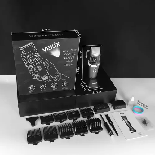 Miniatura 9 de Cortapelos para hombres, cortapelos profesionales para corte de cabello, cortapelos inalámbricos, ciclón, rotor exterior sin escobillas, cuchillas