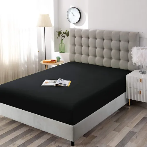 Miniatura 2 de Sfoothome Sábana bajera color negro, bolsillo profundo de 14 pulgadas, sábanas de microfibra, tamaño Queen