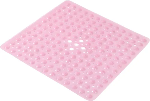 Almohadilla de ducha antideslizante para bañera, 21 x 21 pulgadas, suave, de gran tamaño, lavable a máquina, con orificios de drenaje, ventosa para