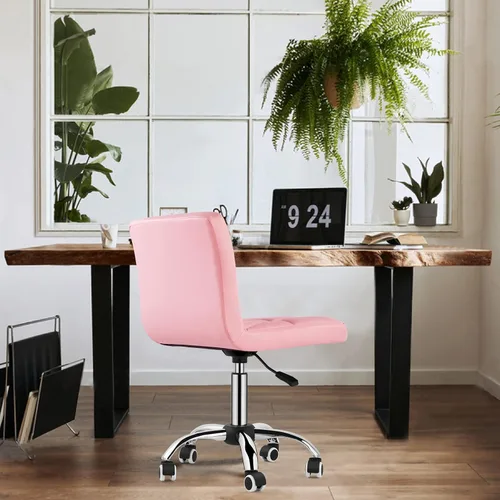 Miniatura 8 de COSVALVE Juego de 2 sillas de escritorio sin brazos, silla giratoria de oficina con respaldo bajo, silla de trabajo ajustable con ruedas giratorias