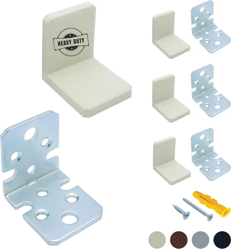 Miniatura 11 de Soporte L, soportes negros para estantes, soporte de esquina de acero inoxidable, anclajes de muebles para prueba de bebés, soportes colgantes