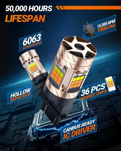 Miniatura 6 de SEALIGHT 3157 Switchback LED Bulb, Latest CANBUS 3156 LED Light With Turbo Fan, 3057 3457 4157 Amber/White Dual Color Anti Hyper Flash Turn Signal