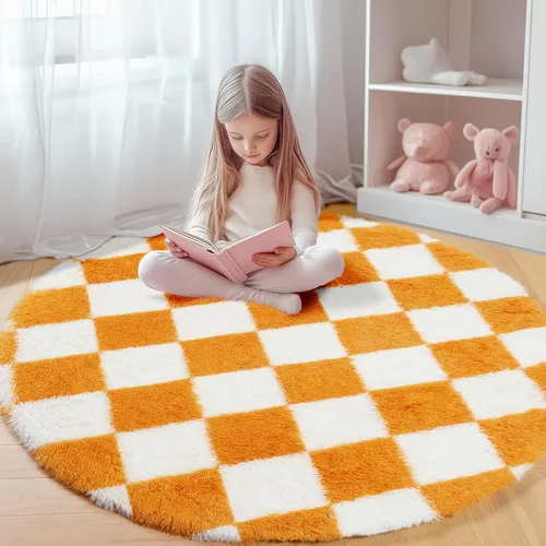 Miniatura 21 de KICMOR - Tapete a cuadros afelpado, peludo, mullido, color beige y blanco crema, pequeño, de 2 x 3 pies, para dormitorio, sala, junto a la cama