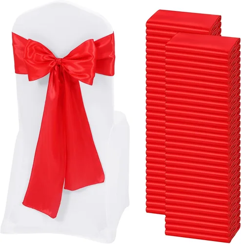 Miniatura 21 de 60 bandas para sillas de satén negro, diseño de lazos con lazos, para decoración de sillas para Acción de Gracias, boda, Navidad, banquetes