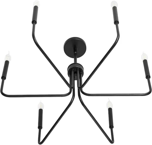 Miniatura 11 de VEVOR Candelabro de 6 Luces, Candelabro de Metal Estilo Granja, Altura Ajustable, Lámpara Colgante de Comedor para Techos, Candelabro Moderno