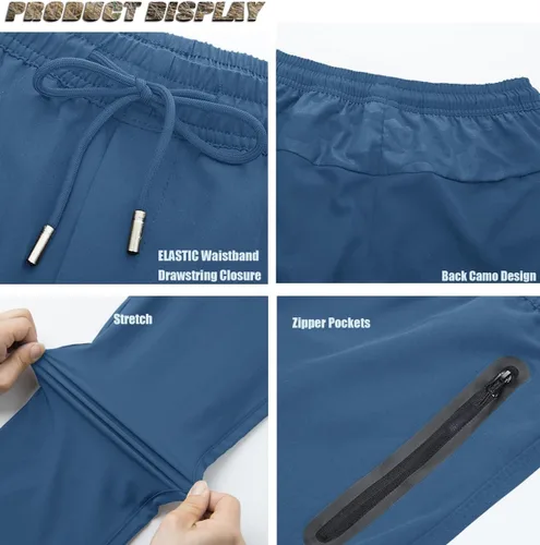 Miniatura 5 de TACVASEN Pantalones de senderismo ligeros para hombre, de secado rápido, con cordón, bolsillos con cremallera