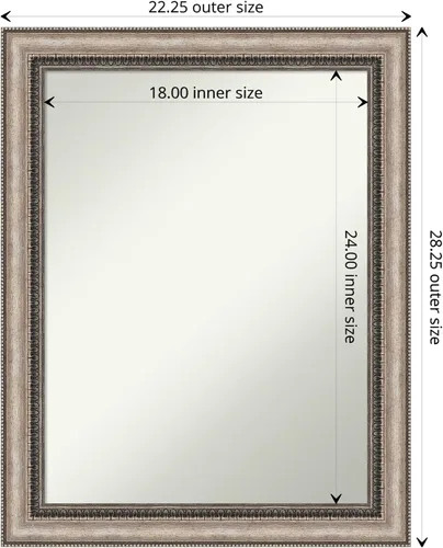 Miniatura 4 de Amanti Art Lyla - Espejo de baño plateado para sobre el fregadero, 28 x 22 pulgadas, espejo rectangular plateado adornado, marco tradicional medio