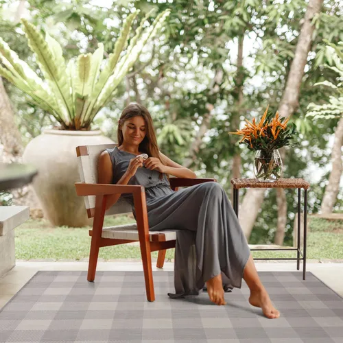 Miniatura 7 de CAMILSON Alfombra para Exteriores - Alfombras Modernas para Patios Interiores y Exteriores, Cocina y Tapetes para Pasillos - Fácil Limpieza Sin