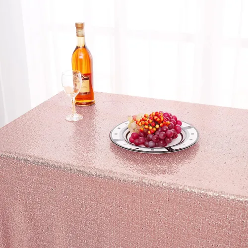Miniatura 2 de nanbowang Sequin Tablecloth - Pink Table Cloths for Parties Rectangular Cover Overlay Sequin Fabric Linens Birthday/Baby Shower/Tea Party Decor