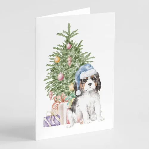 Miniatura 63 de Caroline's Treasures CK8213GCA7P Bulldog, Bulldog Inglés #2 - Tarjetas de felicitación y sobres de árbol de Navidad, paquete de 8 tarjetas en blanco
