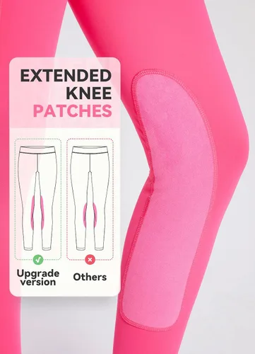 Miniatura 28 de baleaf Pantalones de equitación para niñas, pantalones ecuestres para niños, con parche en la rodilla, bolsillo con cremallera