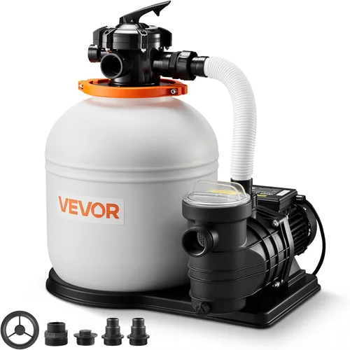 Miniatura 13 de VEVOR Bomba de filtro de arena de 12 pulgadas para piscinas sobre el suelo de hasta 15000 galones, sistema de filtración de piscina de 0.33 HP 3000