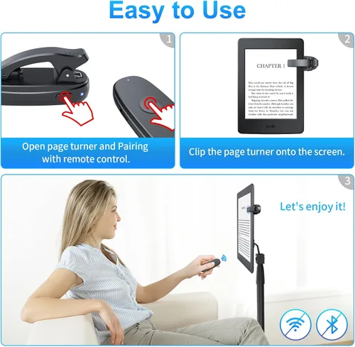 Miniatura 4 de Mando a distancia Kindle Page Turner: Pad eReader Page Turner recargable, botón de Amazon Clicker (no Bluetooth), Kindle Scroller Paperwhite Scribe