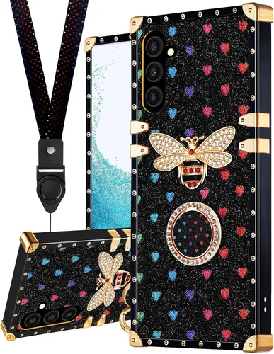 Miniatura 16 de Loheckle Funda para Samsung Galaxy Note 9 para mujer, diseño con soporte de anillo y cordón, elegante funda de lujo de abejas para Samsung Note 9 6.4