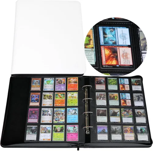 Miniatura 13 de Carpeta de tarjetas coleccionables 2000, carpeta de tarjetas de 16 bolsillos con anillas en D para tarjetas 2016, carpeta grande de colección